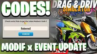NEW! ALL MODIF x EVENT UPDATE CODES FOR DRAG DRIVE SIMULATOR! ROBLOX DRAG DRIVE SIMULATOR CODES
