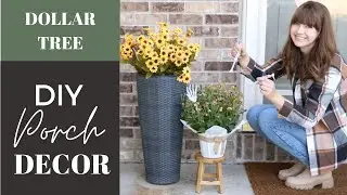 DECORATE WITH ME! Fall Porch Decor Ideas with Dollar Tree Finds!