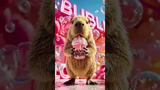 🍒 SWEETEST REACTION! Capybara BABY's Cherry Boba FIRST TASTE Melts Hearts!