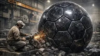 Amazing Workers Carve a Giant Stone Football Manufacture