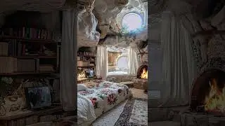 Heavy Snowfall Sounds in a Dreamy Cosy Cave Bedroom! #cosy #snowfall #relax #nature #asmr #shorts yt