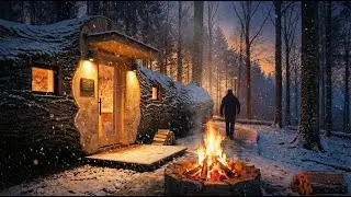 This woman's house was destroyed by a snowstorm so this man built a modern tree house for her (ASMR)