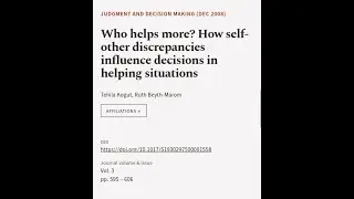 Who helps more? How self-other discrepancies influence decisions in helping situations | RTCL.TV