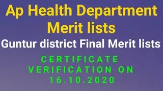 Ap Health Department final merit list in Guntur
