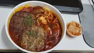  점심, lunch, 메가 햄버그 나폴리탄 파스타, Mega Hamburger Napolitan Pasta