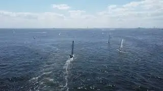 A class catamarans AU #865 and #961  heading to finish line. Dec 3 2022