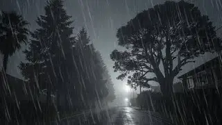 Heavy Rainfall With Distant Thunder Echo | Sleep Music And Deep Meditation Aid