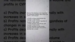 Cost-Volume-Profit analysis MCQ Question Answer