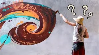 Painting My First ABSTRACT Mural in 2 Hours! (Satisfying)