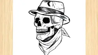 How To Draw A Skull Wearing A Hat | Skull Tribal Tattoo 