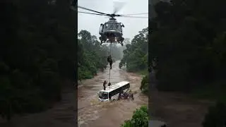 Flood Rescue Mission Army&rsquo;s Helicopter Evacuates Stranded People#rescue #shorts #new