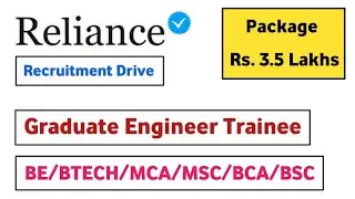 Reliance Off Campus Recruitment Drive 2022- Graduate Engineer Trainee
