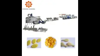 Secondary fried 3D puffed pellet snack food production line making extruder machine
