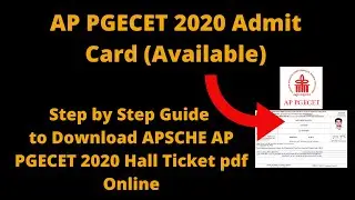AP PGECET 2020 Admit Card (Released) - How to Download APSCHE AP PGECET 2020 Hall Ticket pdf Online