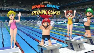 Swimming 100m Gameplay Mario & Sonic At The Olympic Games Tokyo 2020 Peach Daisy Bowser Mario ++