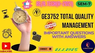 GE3752 Total Quality Management Important Questions with Answers in Tamil |Revision | R-2021 | Sem 7