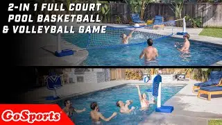 GoSports Splash Hoop 2-in1 Full Court Pool Basketball & Volleyball Game Set