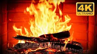 🔥 Peaceful Fireplace Ambience 4K (NO ADS). Real Crackling Fire for Warm & Cozy Holiday Ambience