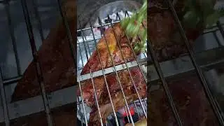 Thyme Brush Basting Wild Turkey Thighs on Rotisserie