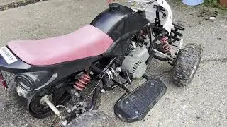 Hawkmoto 50cc quad 2 stroke, will start after lay up in barn