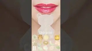 ASMR GOLD EMOJI FOOD kohakuto sprinkle honey jelly mukbang eating sounds