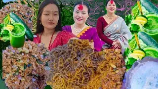 SPICE NOODLES CHATPATE EGG & AMELO Mukbang video with sisters #asmr #foodchallenge #mukbang #family 