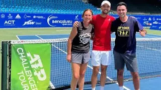 Dimitar Kuzmanov and Jorge Pinilla practice ATP Challenger Tour- Bengaluru Open