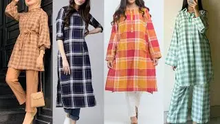 Latest Check Kurti Design 2025/Check Shirt Style Ladies/New check Kurti Dress for Girls