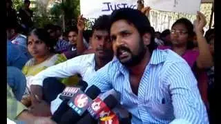 manne krishank ou jac speaking at loyola college dharna