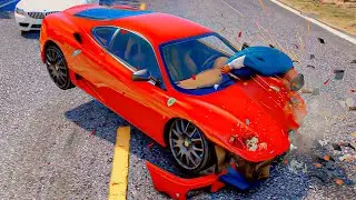 No Seatbelt Crash Testing Real Car Mods #11 - GTA 5 Epic Ragdolls Compilation (Euphoria physics)