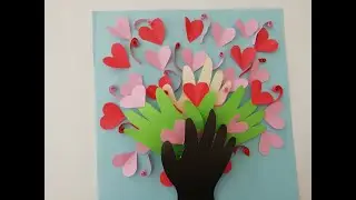 #craftbeer#papirhobby#papercraft    How to make hearts and hands tree🖐️❤️💚🌈🌳