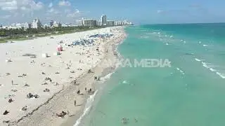 Miami South Beach Spring Break 2021 Ocean Drive Lifestyle Aerial Stock Footage