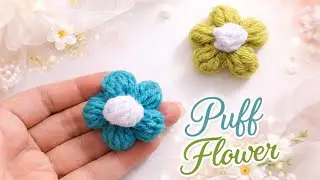 Easy Crochet Puff Flower Tutorial| Step-by-Step for Beginners🌸