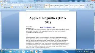 #ENG 501 assignment 2 solution spring 2021