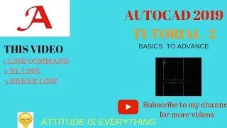 AUTOCAD 2019 TUTORIALS-2 ||  HOW TO USE LINE, XL , BREAK LINE IN command AUTOCAD 2019 ||| HINDI