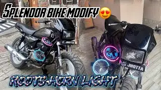 4 Roots horn light 💡 installation🙌🤯I monstersplendor bike |🤩OMG SOUND AND LOOK? ||@jagdeep.modify 