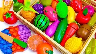 Satisfying Video | Cutting Wooden Fruit and Vegetables ASMR | Mixing Avocado Banana Squishy