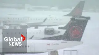 Winter storm forces delay and cancellation of hundreds of flights at Toronto Pearson Airport
