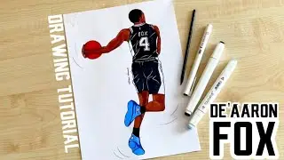How to draw San Antonio Spurs basketball players / How to draw De'Aaron Fox