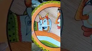 Painting on banana leaf plate #creative #acrylicpainting #shorts