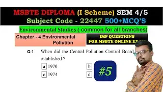 msbte environmental studies (22447) IMP mcqs msbte Exam | Chapter 4 | Environmental Pollution | 5