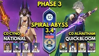 C0 Cyno National & C0 Alhaitham Quickbloom | Spiral Abyss Floor 12 9 Stars | Genshin Impact 3.5