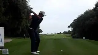 Matteo Manassero - Golf Swing, Diver in slow motion (Down the Line)