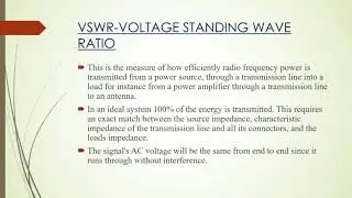 measurements of frequency, wavelength and voltage standing wave ratio.