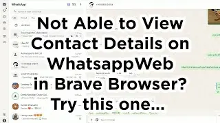 Whatsapp Web Contact Details not Showing Issue | Gorilla Adventures