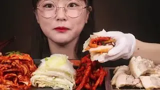 ASMR Bossam Heo Luộc 🐷🥬 & 3 Loại Kim Chi 🌶🥬 Cuốn Ăn Cực Đã! RealSound Mukbang