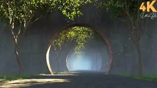 Fantasy Asian Temple with Mysterious Lights, Background, Satisfying Calm Wallpaper Screensaver