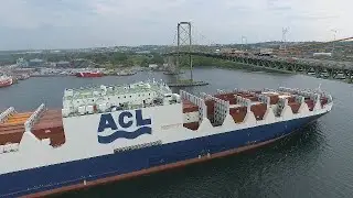 Nice Aerial View! CONRO Vessel ATLANTIC SUN Outbound from Halifax, NS - Under MacKay Bridge