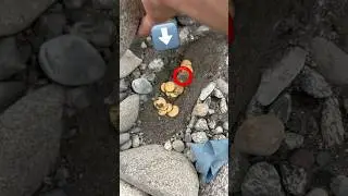 Sand sea always not giving seashells some time it gives wealth 😱☠️ #naturalbeaches #coins #gold