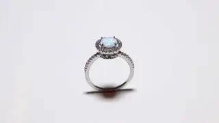 Sterling Silver Opal Halo Ring SBGR01028